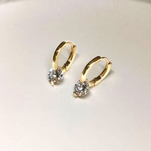 925 Sterling Silver Gold Plated CZ Zircon Minimalist Dainty Earrings Gift